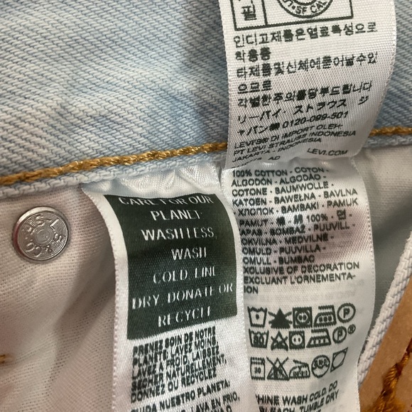 Levi's Light Blue Distressed Denim Cutoff Shorts - Picture 7 of 7